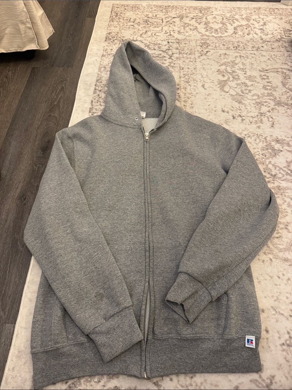 Russell Athletic Gray Full-Zip Hooded Sweatshirt